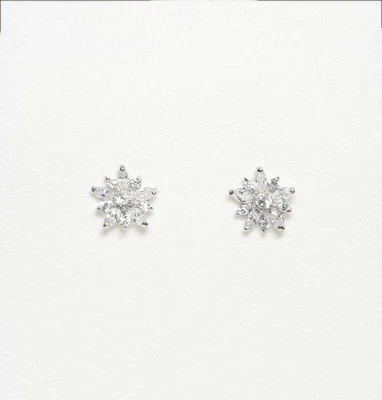 Estate 14K White Gold 10mm Marquise / Rd CZ Pierced Earrings - 1.37g - Not Scrap - Image 1 of 4