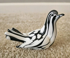 Archimede Seguso Murano Black White Italian Art Glass Bird Dove Figure Sculpture - Picture 1 of 8