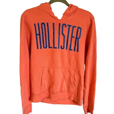 Hollister Hoodie Sweatshirt Orange Blue Logo Comfy Pullover Casual Small - Image 1 of 4
