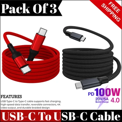 Type C to Type C Cable USB C Fast Charger Samsung Lead For iPhone 15 16 17ProMax - Image 1 of 4