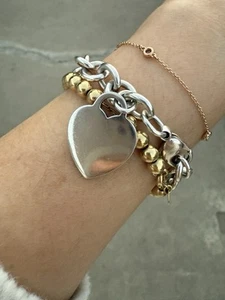 Tiffany & Co. T&Co Heart Tag Charm Heavy Chain Bracelet Silver - Engravable - Picture 1 of 11