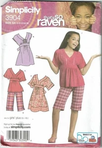 Vestido corto Simplicity patrón de costura 3904 niñas talla 8-16 THATS SO RAVEN - Imagen 1 de 2