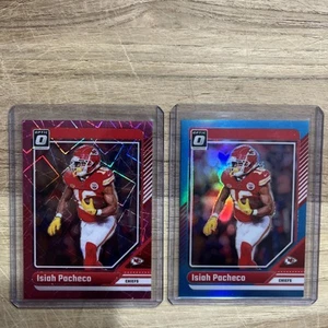 2024 Donruss Optic Football Isiah Pacheco Pink Velocity /80 + Aqua /200 - Bild 1 von 2