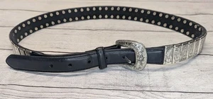 Vintage Justin Silver 900 BK Leather Belt 38 - Picture 1 of 5