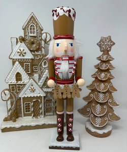 Navidad Pan de Jengibre Cascanueces Soldado sosteniendo Pan de Jengibre Hombres, NUEVO, 15" - Imagen 1 de 9