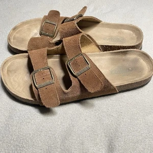 Sandalias Woodstock Vintage Marca Bert Para Hombre Cuero Doble Correa Hebilla Talla 9 - Imagen 1 de 12