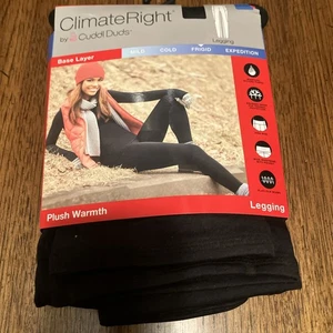 Leggings donna peluche caldo Climate Right Cuddl Duds taglia XXL nero NUOVO - Foto 1 di 5
