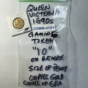Queen Victoria 1890s Gaming Token "10" On Reverse See Pics RARE COBM-4151 - Bild 1 von 6