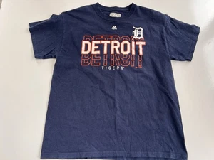 Camiseta Majestic Detroit Tigers Azul Béisbol MLB Talla Grande Logo Spellout - Imagen 1 de 3