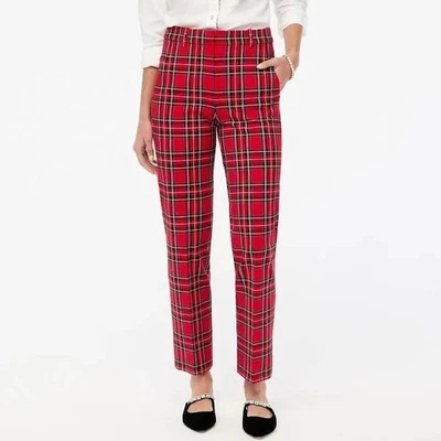NOVA CALÇA J Crew feminina Kallie perna reta xadrez tartan férias 8 10 1s - Imagem 1 de 4
