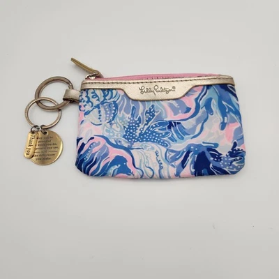 Lilly Pulitzer Floral ID Holder Key Chain Wallet Zip Card Case Multicolor - Image 1 of 4