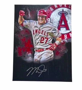 Mike Trout Signed Canvas 20x24 Los Angeles Angels Autographed Auto Proof - Picture 1 of 3
