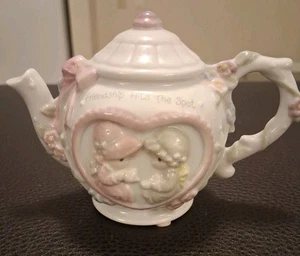 1993 Precious Moments “Friendship Hits The Spot” Mini Teapot Glazed Ceramic - Picture 1 of 6