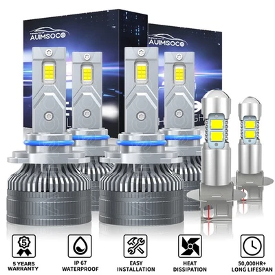 LED Headlight High Low Beam Fog Light Bulbs Kit For Pontiac Grand Prix 1991-1996 - Imagem 1 de 4