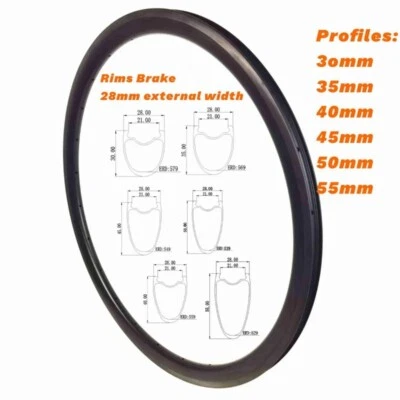 Bicicleta de carretera 700C Gravel llantas de fibra de carbono ruedas de bicicleta sin cámara freno 24 28H V Foto 1 de 4