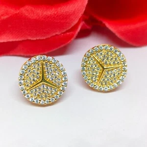Aretes de pantera de diamantes creados en laboratorio de corte redondo de 1,50 quilates de oro amarillo de 14 quilates - Imagen 1 de 4