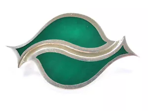 dänische Vintage-Brosche - Assentorp - grüne Emaille - 925 Sterling Silber - Bild 1 von 7