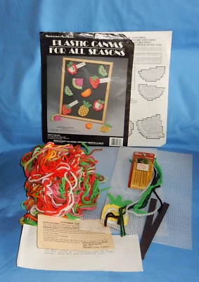 Needlecraft Ala Mode Summer Fruits Magnets Plastic Canvas Set of 12 - Started - Image 1 of 4
