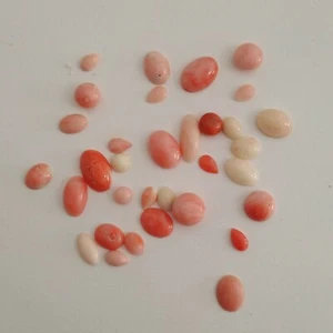 Cabujones naturales de coral PINk 69 quilates mixtos, anillos de 35 piezas, colgantes, broches. - Imagen 1 de 7