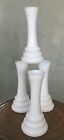 Lot of 4 Randall Behive White Milk Glass Bud Vases Wedding Florist Flower 6" 