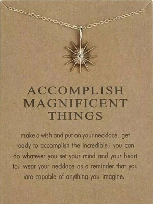 NEW WOMAN'S ACCOMPLISH MAGNIFICENT THINGS SUNBURST PENDANT NECKLACE WITH CARD  - Image 1 of 2