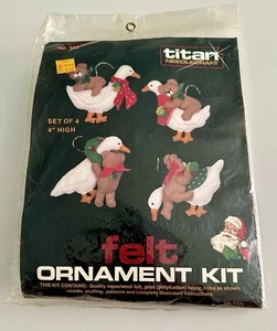 Vintage TITAN Teddy Bears Goose Geese Jeweled/Sequin Felt Applique Ornament Kit - Picture 1 of 3