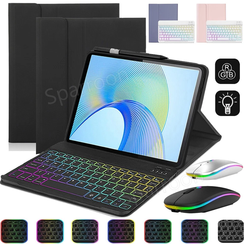 For Huawei MatePad 11/SE/Pro/T10/Honor Pad X9 Backlit Keyboard Mouse Case Cover - Image 1 of 4
