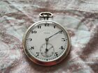 RARE VINTAGE GENTS SOLD SILVER&quot;TEGRA&quot; NIELO POCKET WATCH WITH SUBSIDIARY DIAL.