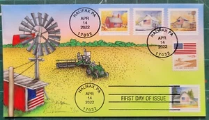 Peterman handbemalte Windmühle, Traktor auf Scheunen Sc.#5684-5686 Ersttag - Bild 1 von 1