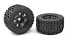Corally Monster Truck Tires, XL4S, Grabber, Glued on Black Rims for Sketer