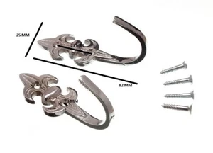 Ganci di tenuta per tende 80 mm Fleur De Lys cromati + viti - 10 paia - Foto 1 di 1