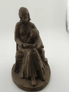 Bronzeguss Mutter liest Kind 1976 Statue signiert Doreen Kern - Bild 1 von 9