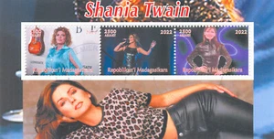 Madagascar 2022 CTO Music Stamps Shania Twain Singers Famous People 3v M/S I - Picture 1 of 1