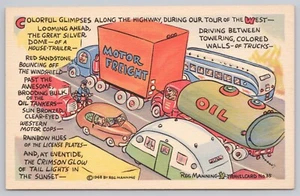 Comic Postkarte Reg Manning Nr. 35: Autobahnrundfahrt des Westens; Anhänger, Sandstein - Bild 1 von 2
