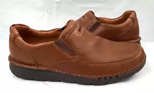 Clarks Unstructured UNnature Easy Men's Size 10.5 M Brown Leather Loafer Shoes - Picture 1 of 8
