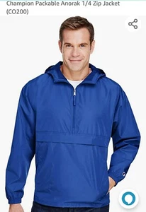 Champion TCU Mens Packable Quarter Zip Up Jacket color royal blue Size xL Large - Picture 1 of 7