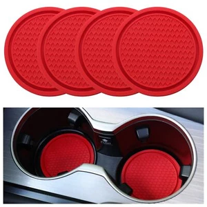 Car Cup Coasters 4PCS Non-Slip Holders for Interior Accessories Red - Picture 1 of 6