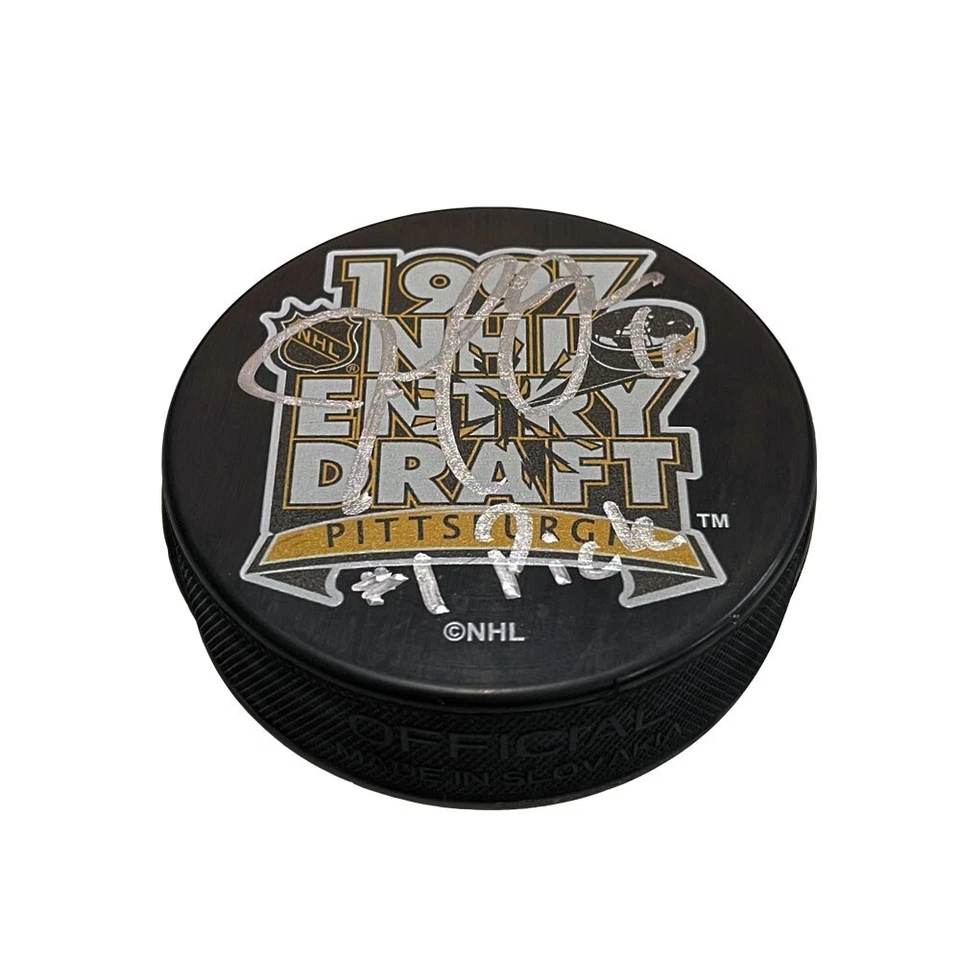 Disco borrador de entrada firmado por Joe Thornton 1997 NHL - inscripción "#1 Pick" Foto 1 de 2
