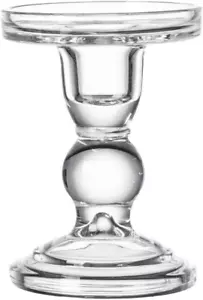 Glass Candle Holder Clear Pillar Candle Stand Candlestick for Home Wedding Party - Picture 1 of 12