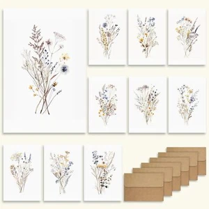 WEIZHEN 20-Pack Watercolor Wildflowers Blank Greeting Cards with Envelopes - ... - Picture 1 of 8