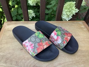 gucci floral slides