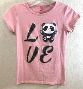 Just 2 Cute/ Girls Pink Stretch Short Sleeve Shirt LOVE/ Bear Size 14/16 - Picture 1 of 7