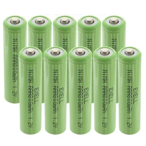 10x Exell 1.2V NIMH AAA 800mAh Rechargeable Button Top Batteries - Picture 1 of 8