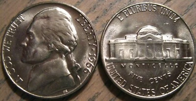 1966 Choice / Gem BU Jefferson Nickel with Full Luster One Like the 2 Shown - Image 1 of 2