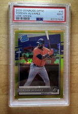 2020 Donruss Optic YORDAN ALVAREZ Lime Green Prizm PSA 9 Mint #45 Rookie Pop 17