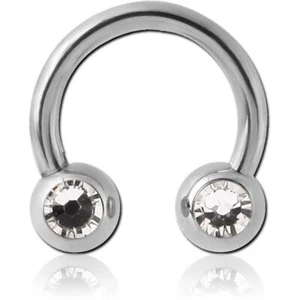 Circular Barbell with Glitter Balls Steel Nipple Piercing Septum Piercing - Picture 1 of 9