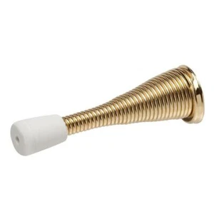 Everbilt 787836 Bright Brass Spring Door Stop Hardware with White Rubber Tip - Picture 1 of 6