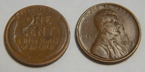 1913 & 1919 Lincoln Wheat Cents - Mint Error - Planchet Defect Cover
