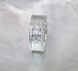 Hand Made in USA New Solid.925 Sterling Silver Wedding Band Ring Flower Design - Picture 1 of 12