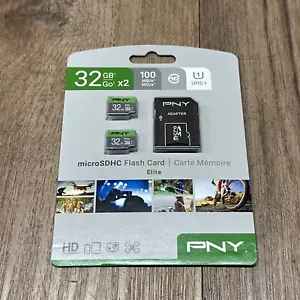 PNY 32GB X2 Elite UHS-I microSDHC Memory Cards - Picture 1 of 6